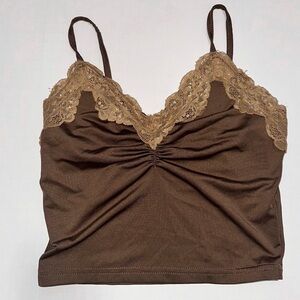 Forever 21 brown contrast lace cami tank
